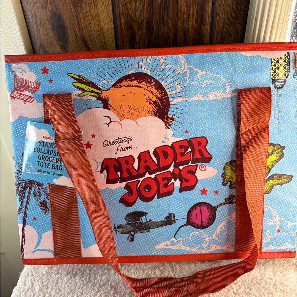 Trader Joe’s Stand-Up Collapsible Grocery Tote Bag Special Edition Rare 6Gallon